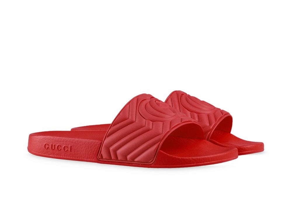 Gucci Gg Matellasse Deep Coral Logo Slides Sandalen Herren Schuhe jd600 Ebay