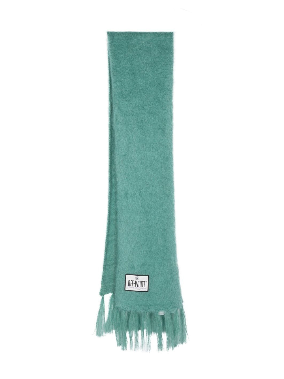 Label Logo Fringed Mohair Scarf